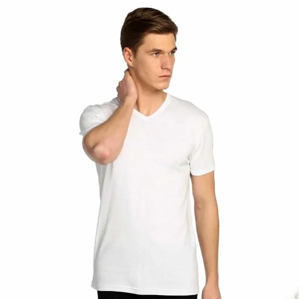 Tutku 107 Penye Erkek V-Yaka Fanila Beyaz XL 6lı Paket