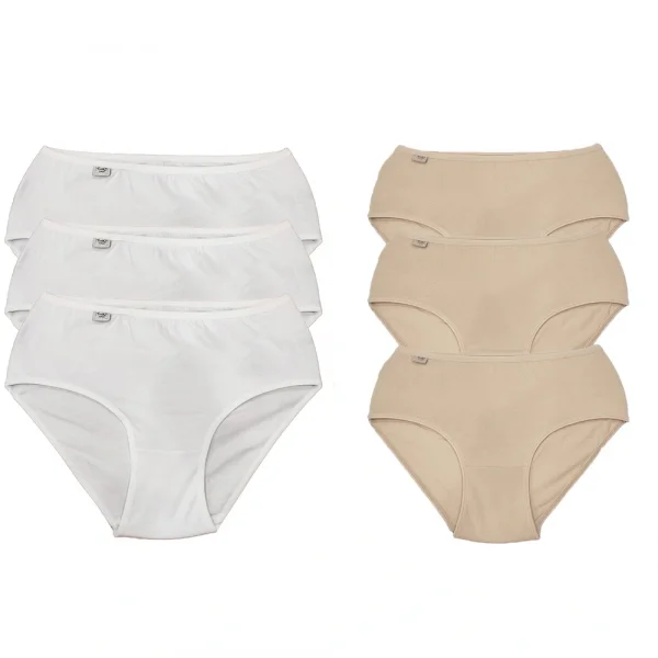 Tutku 922 Ribana Kadın Bato Külot 6lı Beyaz-Ten XL