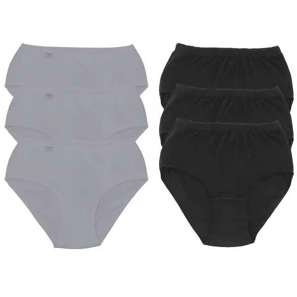 Tutku 922 Ribana Kadın Bato Külot 6lı Gri-Siyah L