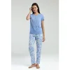 Arnetta Kadın Mavi Kısa Kol Pijama Takım