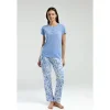 Arnetta Kadın Mavi Kısa Kol Pijama Takım