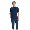 Over Sleep 2381 Erkek Yazlık Süprem Büyük Beden Kapri Pijama Takım (L-XL-XXL-3XL)