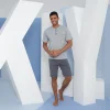 Kly 9604 Erkek Midi Yaka 3lü Pijama  Takım