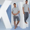 Kly 9604 Erkek Midi Yaka 3lü Pijama  Takım