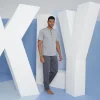 Kly 9604 Erkek Midi Yaka 3lü Pijama  Takım