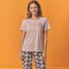 Over Sleep 137 Kadın Yazlık Kısa Kol Pijama Takım