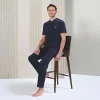 Over Sleep 1718 Erkek Kısa Kol Uzun Alt Yazlık Büyük Beden Pijama Takım