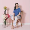 Over Sleep 1828 Kadın Kısa Kol Viskon Yazlık Pijama Takım