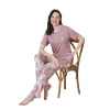 Over Sleep 1838 Kadın Uzun Kol Viskon Büyük Beden Pijama Takım
