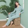 Over Sleep 1865 Kadın Uzun Kol Modal  Dört Mevsim Pijama Takım