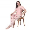 Over Sleep 1868 Kadın Kısa Kol Uzun Alt Yazlık Modal Pijama Takım