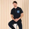 Over Sleep 221 Erkek Pamuk Kısa Kol Pijama Takım