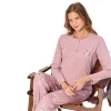 Over Sleep 3138 Kadın Kışlık Likralı Süprem Büyük Beden Önü Üç Düğmeli Pijama Takımı
