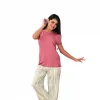 Rozalinda 3530 Kadın Yazlık Kısa Kol Uzun Alt Büyük Beden Pijama Takım