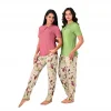 Rozalinda 3530 Kadın Yazlık Kısa Kol Uzun Alt Büyük Beden Pijama Takım