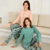 Rozalinda 3923 Kadın Kışlık Ön Üç Düğmeli O-Yaka Büyük Beden Pijama Takım
