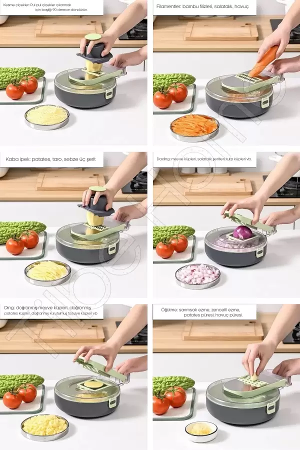 Vegetable Cutter Pro Rende Sebze Soğan Küp Doğrayıcı Dilimleyici Hazneli Kesici Dicer Rende Seti