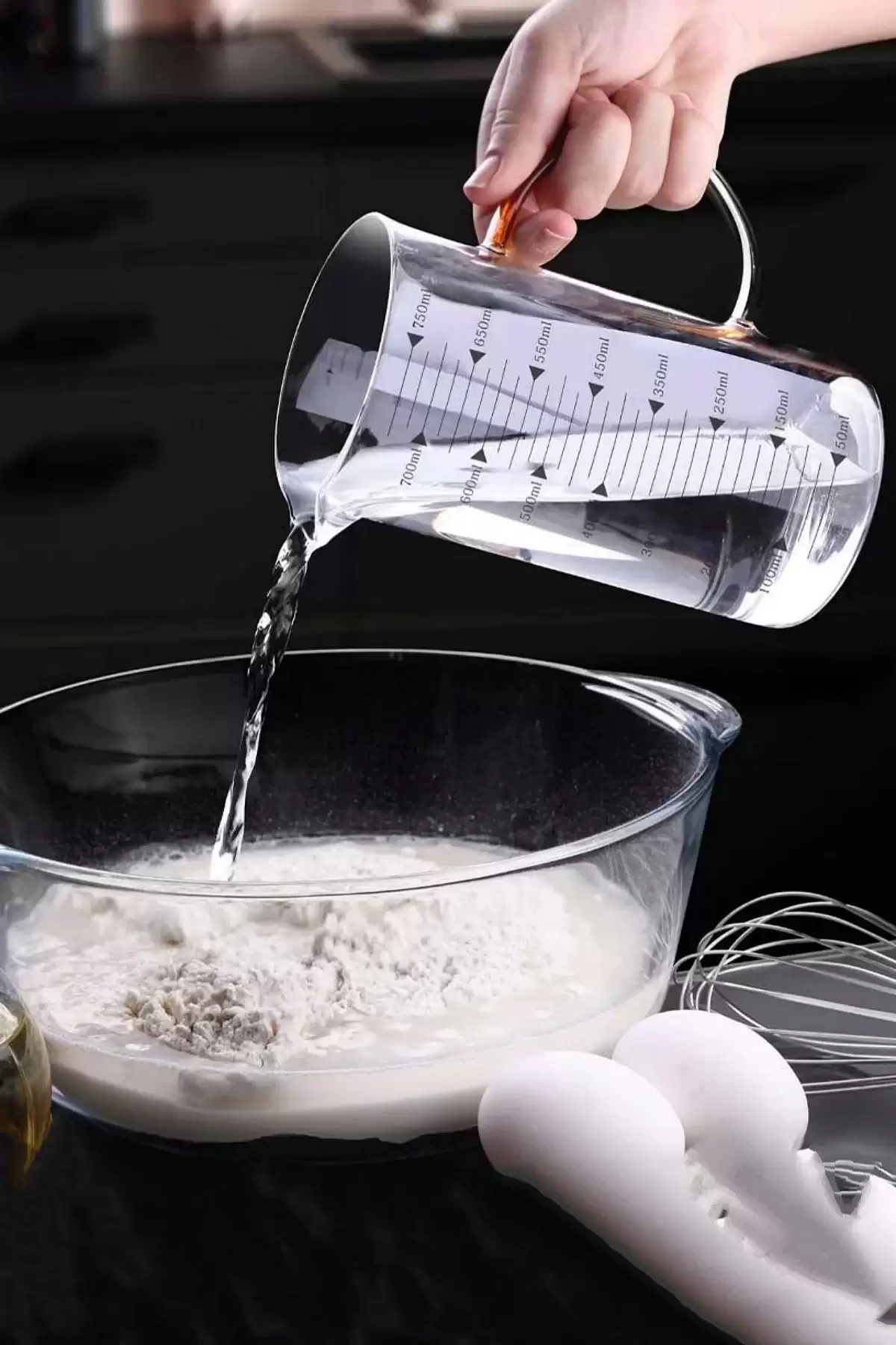 French Press Filtre Kahve Bitki Çayı Demliği Çay Demleme Borosilikat Cam Kulplu Ölçü Kabı 750 ml.