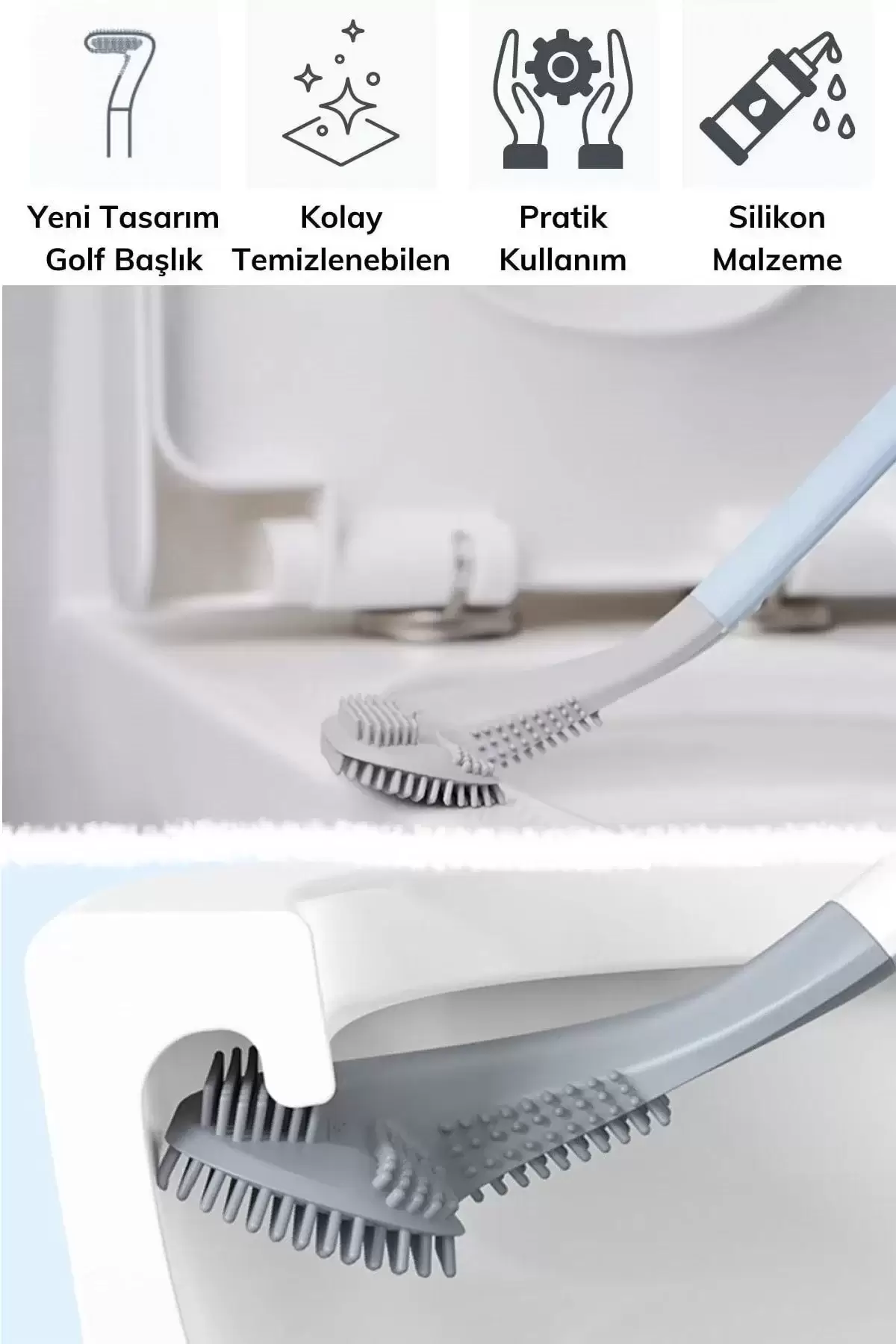 3 Adet Golf Tuvalet Fırçası Bükülebilir Duvara Monte Silikon Wc Klozet Banyo Küvet Temizlik Fırçası