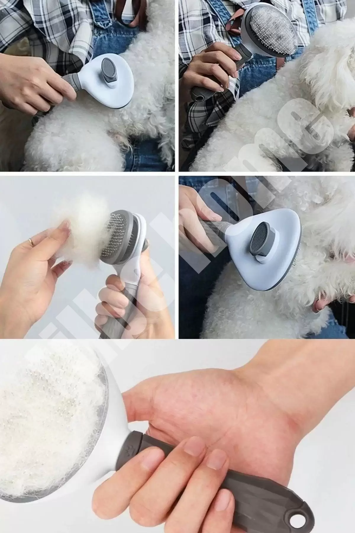 Otomatik Temizlenen Tuşlu Evcil Hayvan Fırçası Hazneli Tüy Temizleyici Elbise Halı Yatak Temizleme