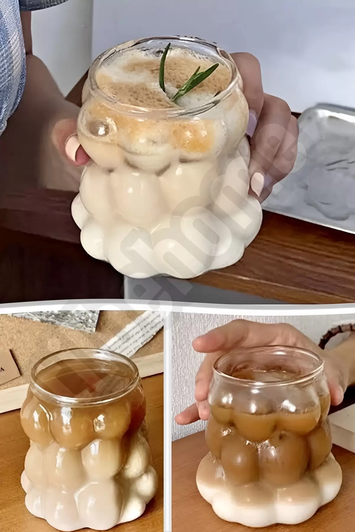 Boncuk Şekilli Bardak Meşrubat Su Kahve Sunum Bardağı Isıya Dayanıklı Borosilikat Retro Cam Bardak