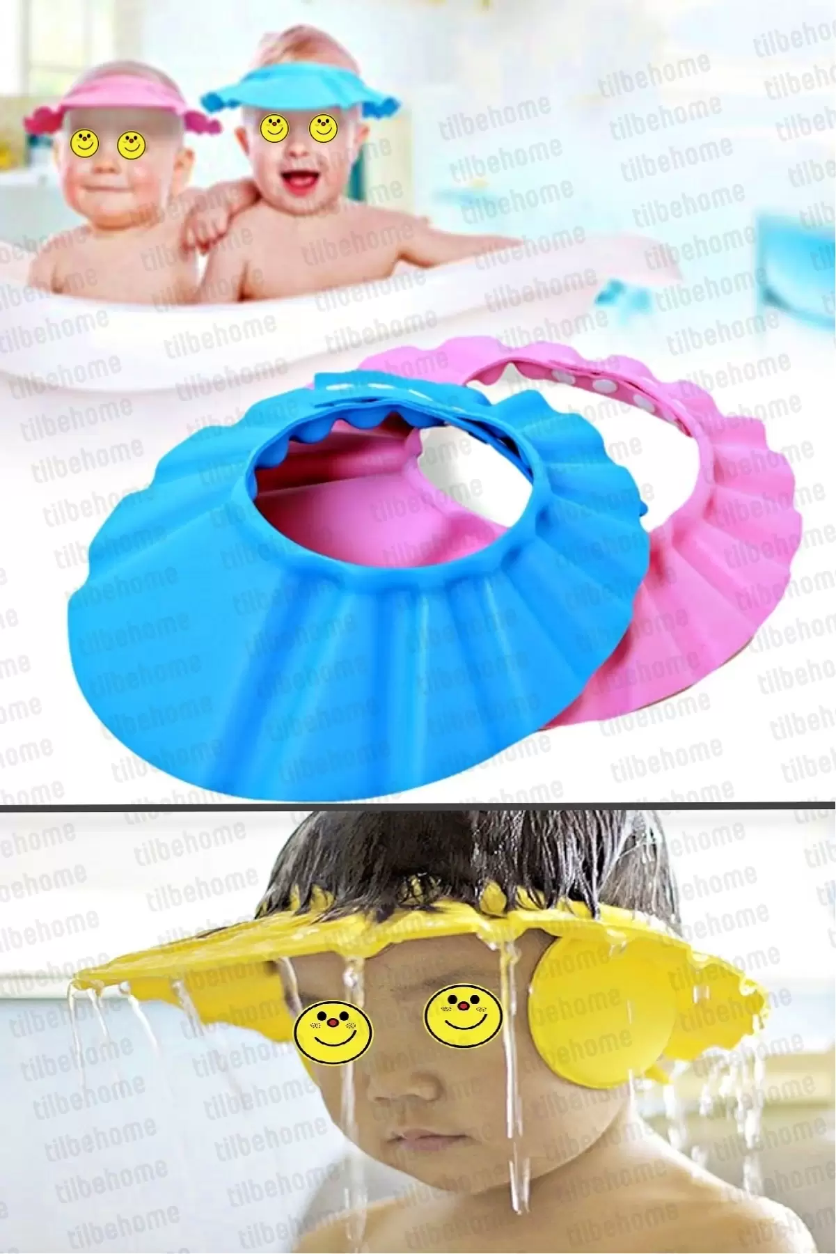3lü Baby Hat Bebek Banyo Duş Şapkası Başlığı Ayarlanabilir Küvet Göze Su Kaçırmayan Çocuk Şapkası
