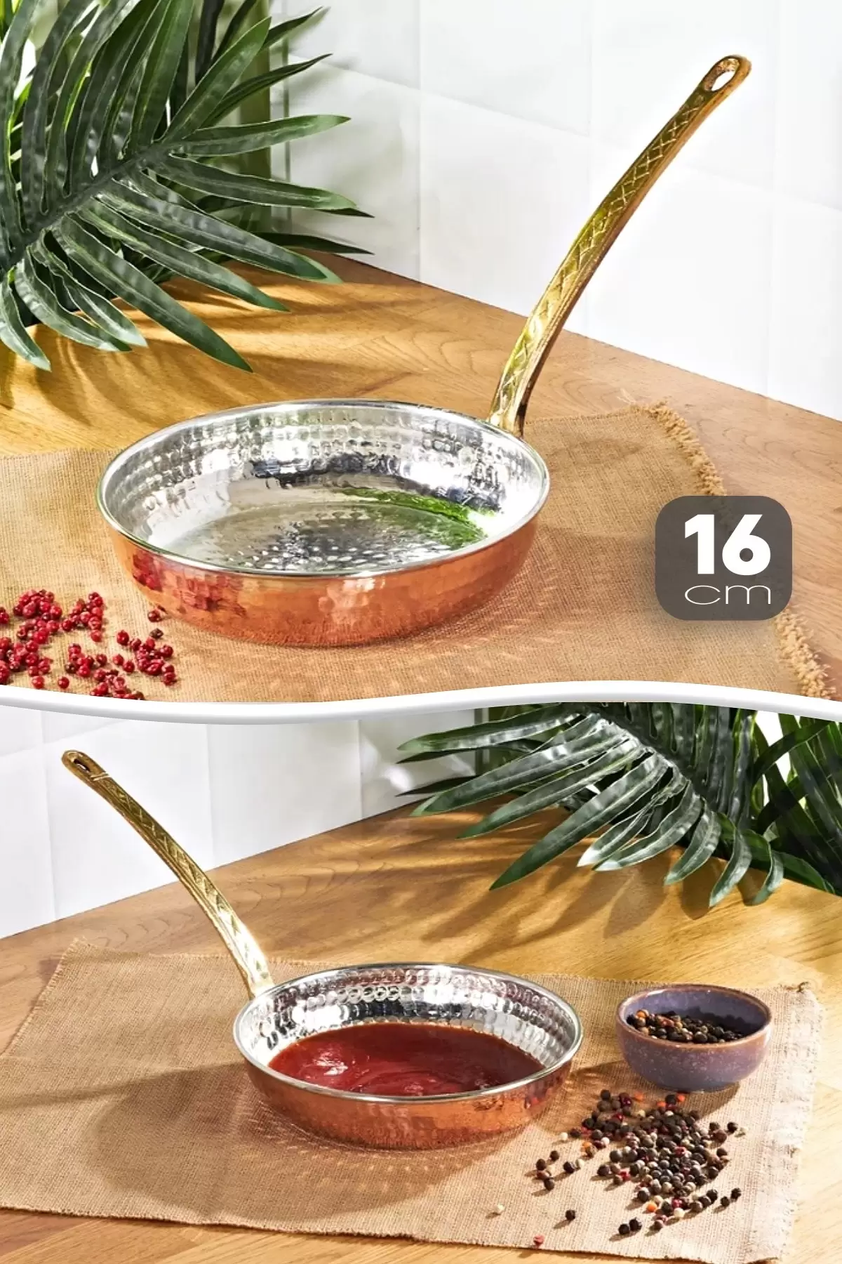 Bakır Omlet Tava Yumurta Tavası Saplı Sahan Kuymak Sos Yumurta Tavası 16/16