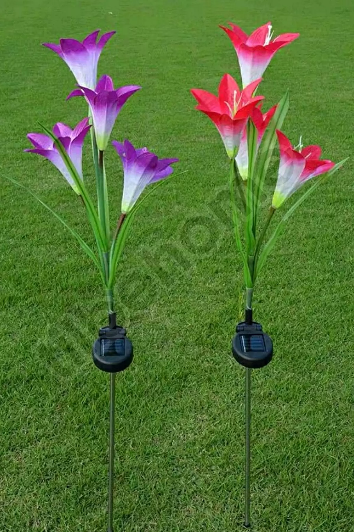 2li Zambak Çiçeği Led Lamba Güneş Enerjili Bahçe Aydınlatma Avlu Bahçe Yolu Mini Dış Mekan Lambası