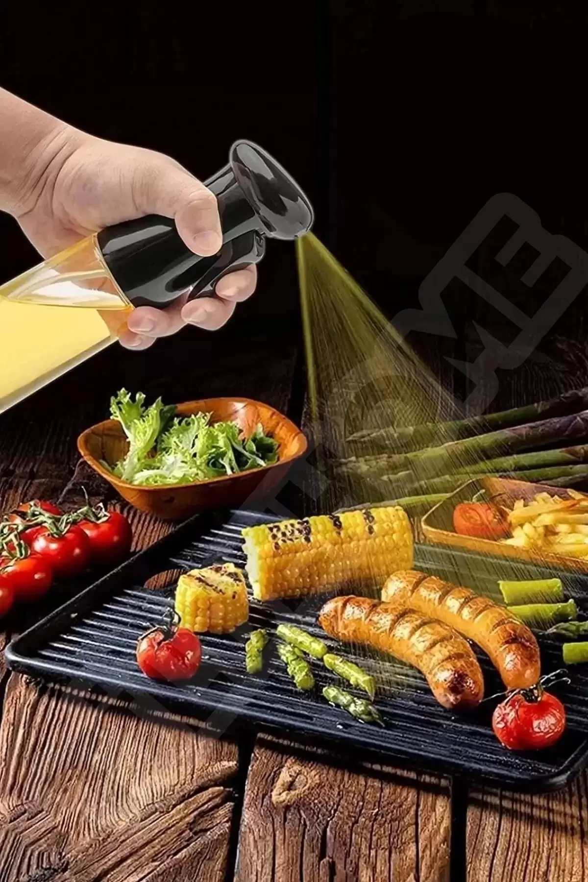 Büyük Cam Sprey Yağdanlık Airfryer Püskürtmeli Sprey Şişe Ayçiçek Zeytinyağı Sirkelik 300 ml