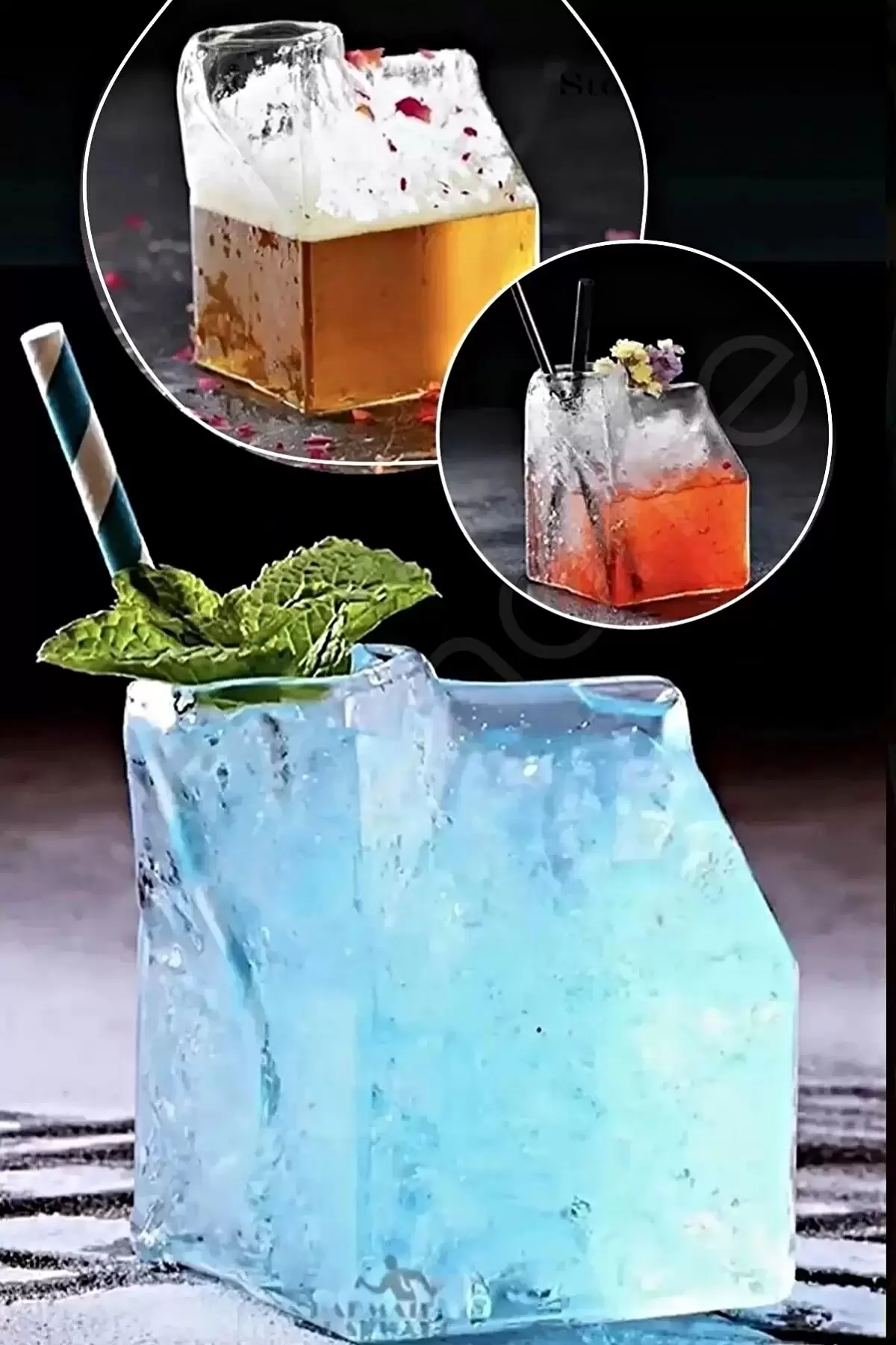Cam Süt Kutusu Meşrubat Kahve Kahvaltı Sunum Bardağı Borosilikat Karton Şekilli Kutu Cam Bardak