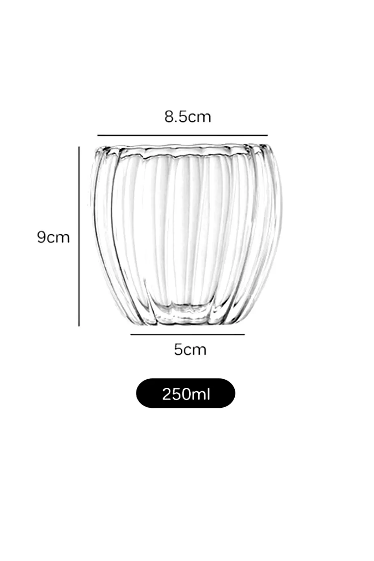 Çift Cidarlı Burgulu Origami Stil Bardak Çay Süt Kahve Kupası Sıcak & Soğuk Sunum Bardağı 250 ml.