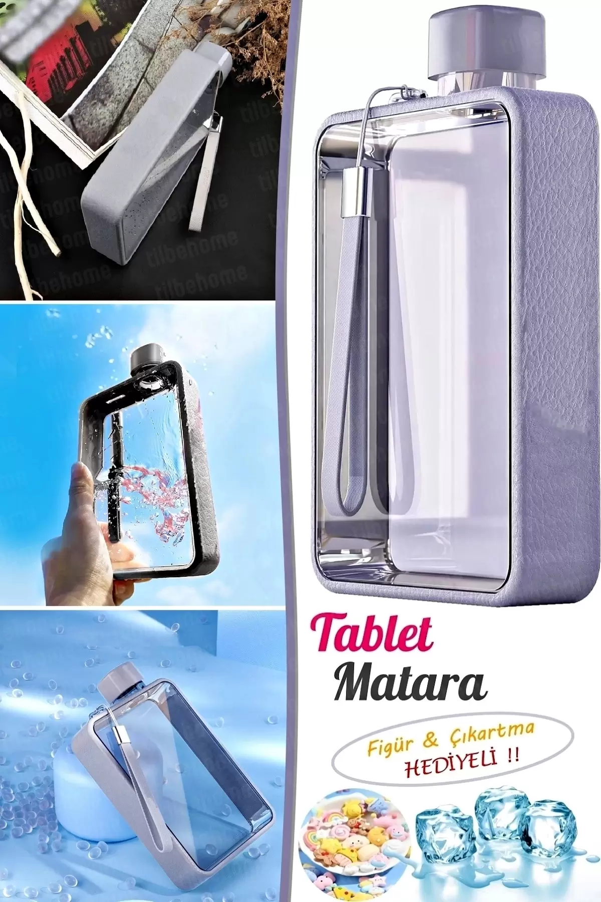 Tablet Matara Motivasyon Sticker Figürlü A5 Spor Su Şişesi Taşınabilir Askılı Meşrubat Kutusu 380ml