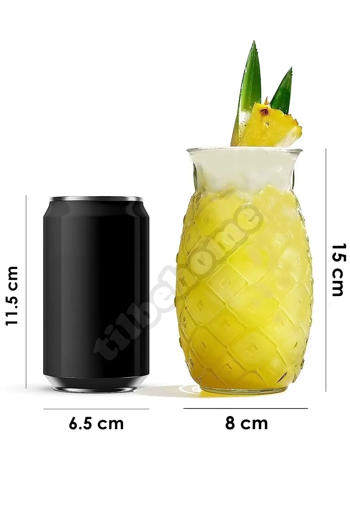 Ananas Retro Kabartma Cam Bardak Isıya Dayanıklı Borosilikat Kahve Sunum Kokteyl Meşrubat Bardağı