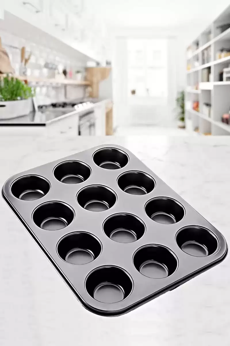 Muffin Kalıbı 12li Kek Pasta Kurabiye Cupcake Muffin Kalıbı Kek Çörek Fırın Kapsül Tepsisi Siyah