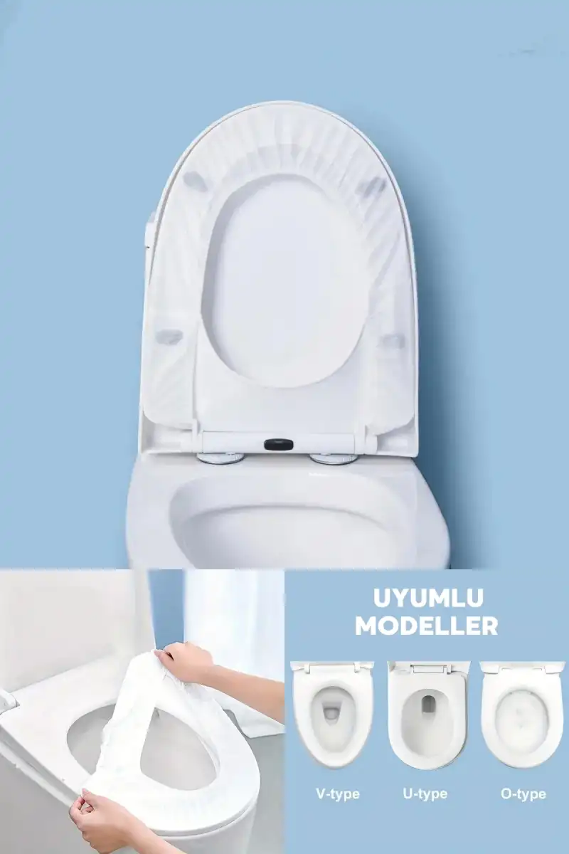 10 Adet Tuvalet Klozet Kapağı Kılıfı Filesi Hijyenik Su Geçirmez WC Örtüsü Tüm Tuvaletlere Uygun