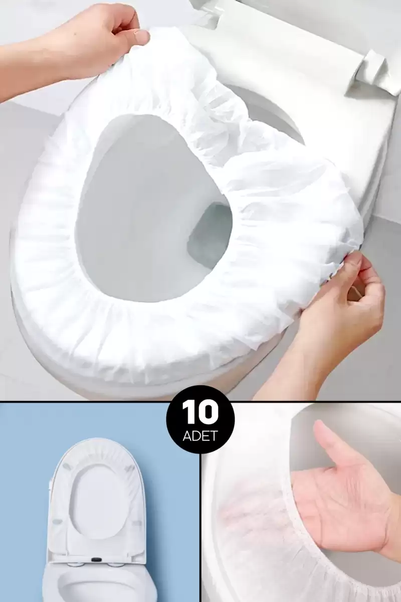 10 Adet Tuvalet Klozet Kapağı Kılıfı Filesi Hijyenik Su Geçirmez WC Örtüsü Tüm Tuvaletlere Uygun