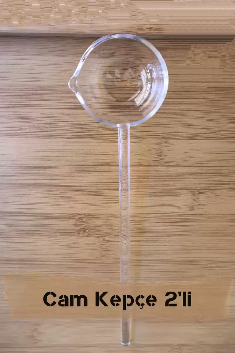 2li Borosilikat Cam Kepçe 25 Cm Lüks Isıya Dayanıklı Servis Sunum Kaşığı Cam Sos ve Çorba Kepçesi