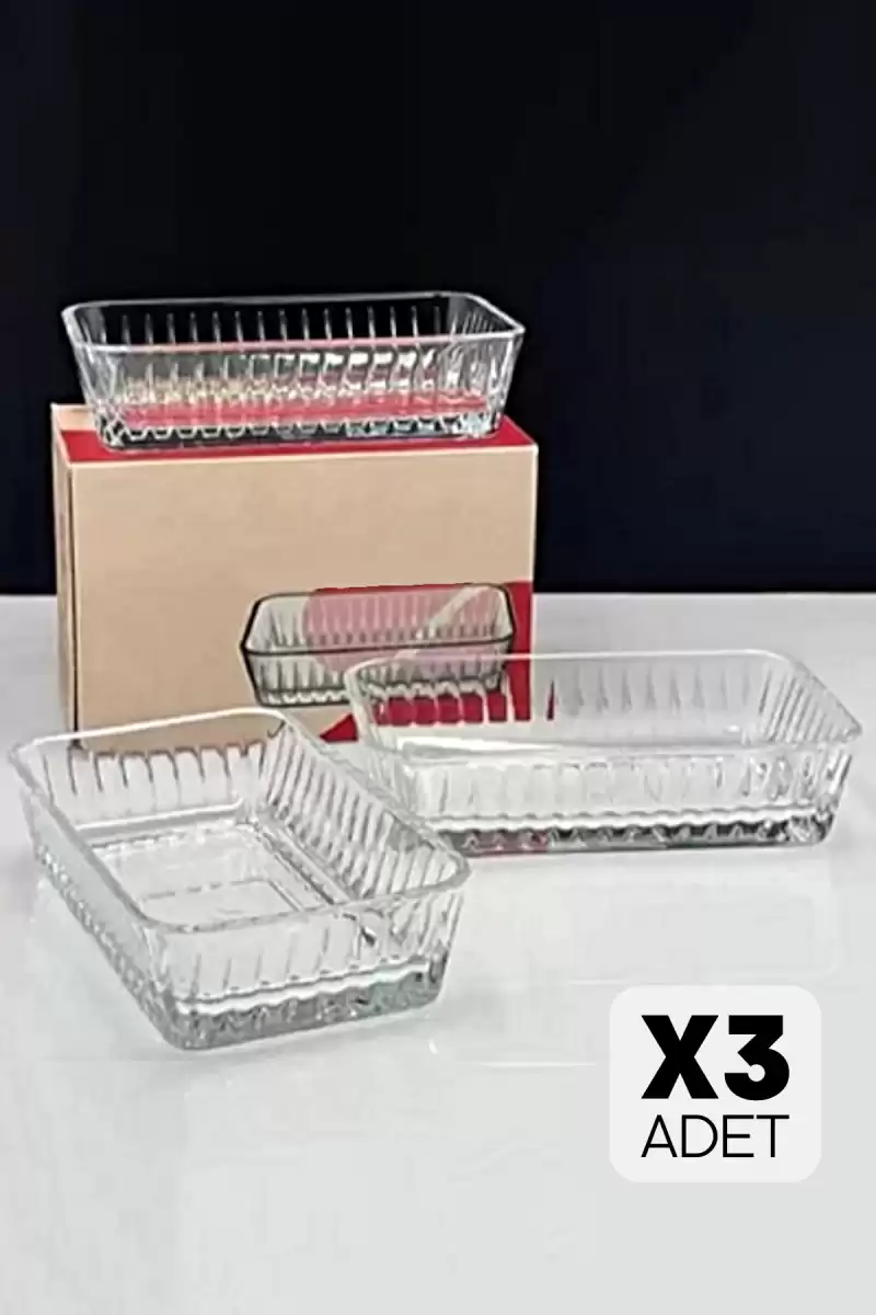 3lü Cam Kase Seti Kahvaltılık Reçellik Kabı 225cc Mutfak Çerezlik Sunumluk Cam Kase Seti