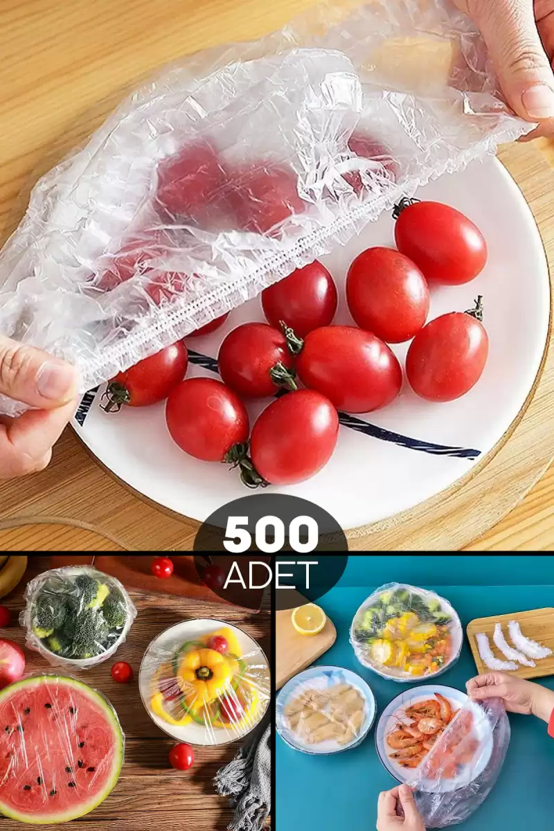 500 Adet Şeffaf Bone Pratik Tazeliği Koruyan Tencere Tabak Bonesi Gıda Koruma Saklama Kapak Bonesi