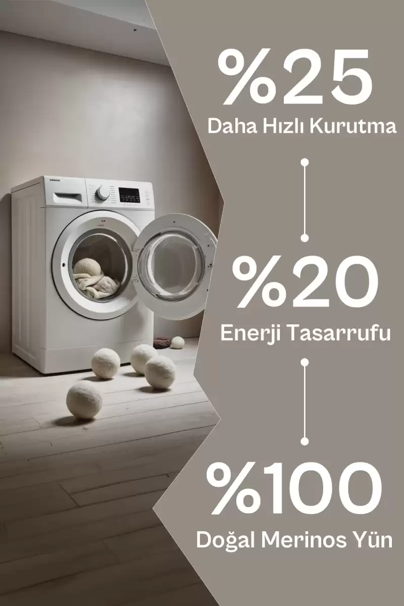 3 Adet Çamaşır Yün Kurutma Topu XXL Büyük Boy Doğal Yumuşatıcı Çamaşır Kurutma Makinesi Topları
