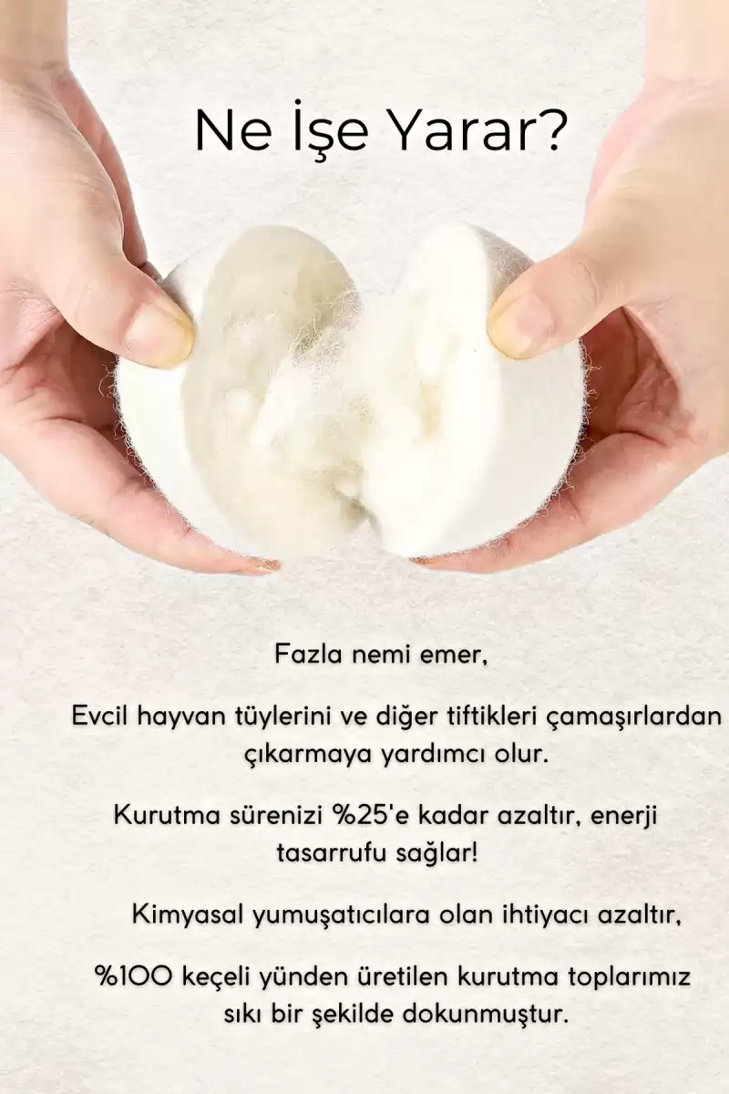 3 Adet Çamaşır Yün Kurutma Topu XXL Büyük Boy Doğal Yumuşatıcı Çamaşır Kurutma Makinesi Topları