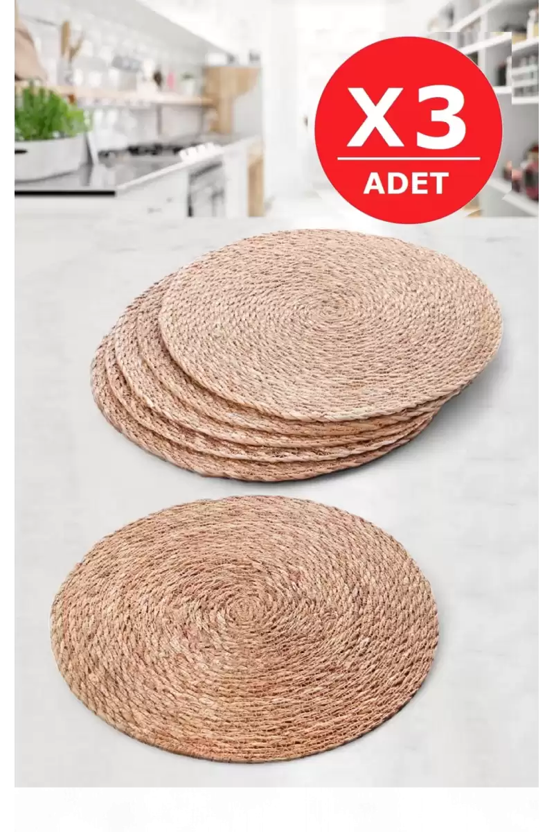 3lü Bambu Rattan El Yapımı Amerikan Servis Hasır Supla Masa Sofra Düzenleyici Tabak Altlığı
