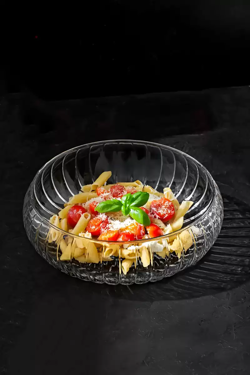 Büyük Boy Concept El Yapımı Cam Salata Kasesi Meyve Makarna Çerez Sunum Tabağı Servis Kase Cam Kabı
