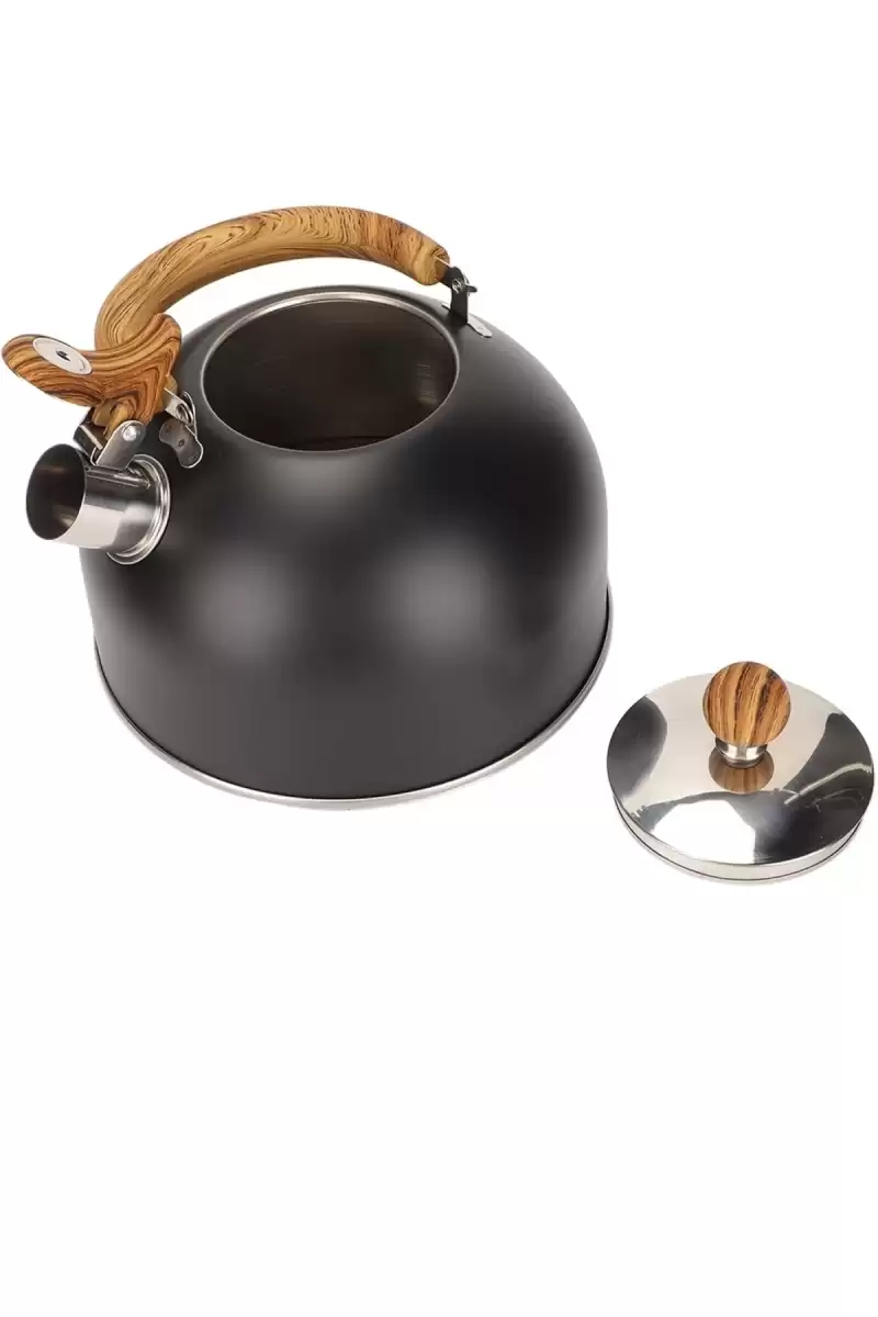 3 Litre Düdüklü Çaydanlık Ahşap İskandinav Su Isıtıcı Islık Çalan Çaydanlık Kettle Demlik Çay Potu