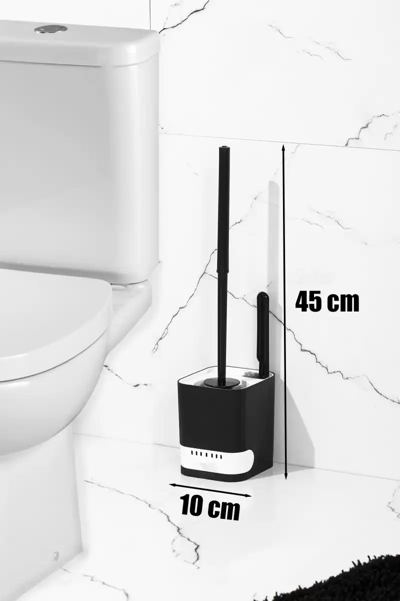 Klozet Fırçası Banyo Tuvalet Wc Temizleme Fırçası 2li Temizlik Fırçası Hazneli Su Akıtmaz Siyah