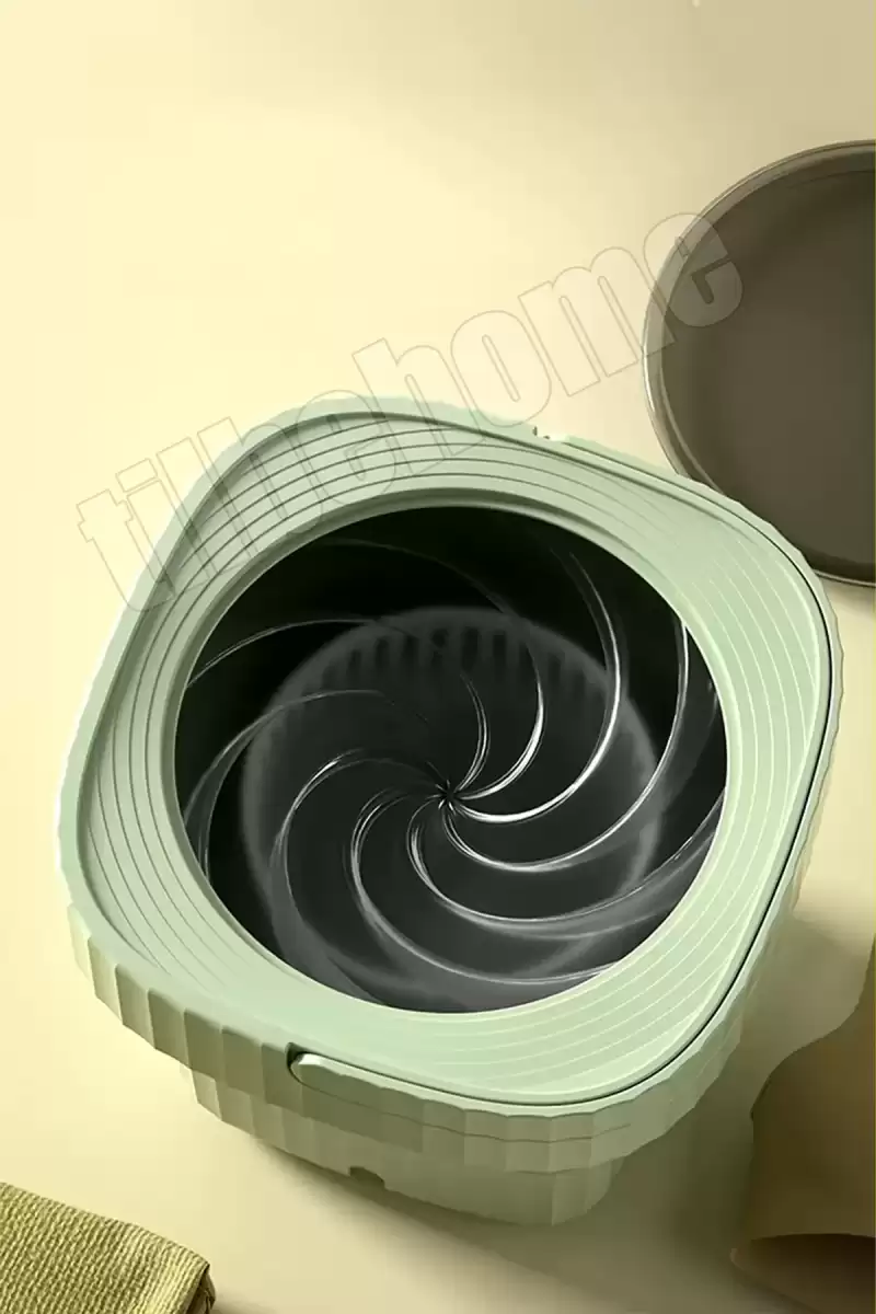 Katlanır Mini Çamaşır Makinesi Yeşil Taşınabilir Retro Silikon Çorap İç Çamaşırı Yıkayıcı 10 lt
