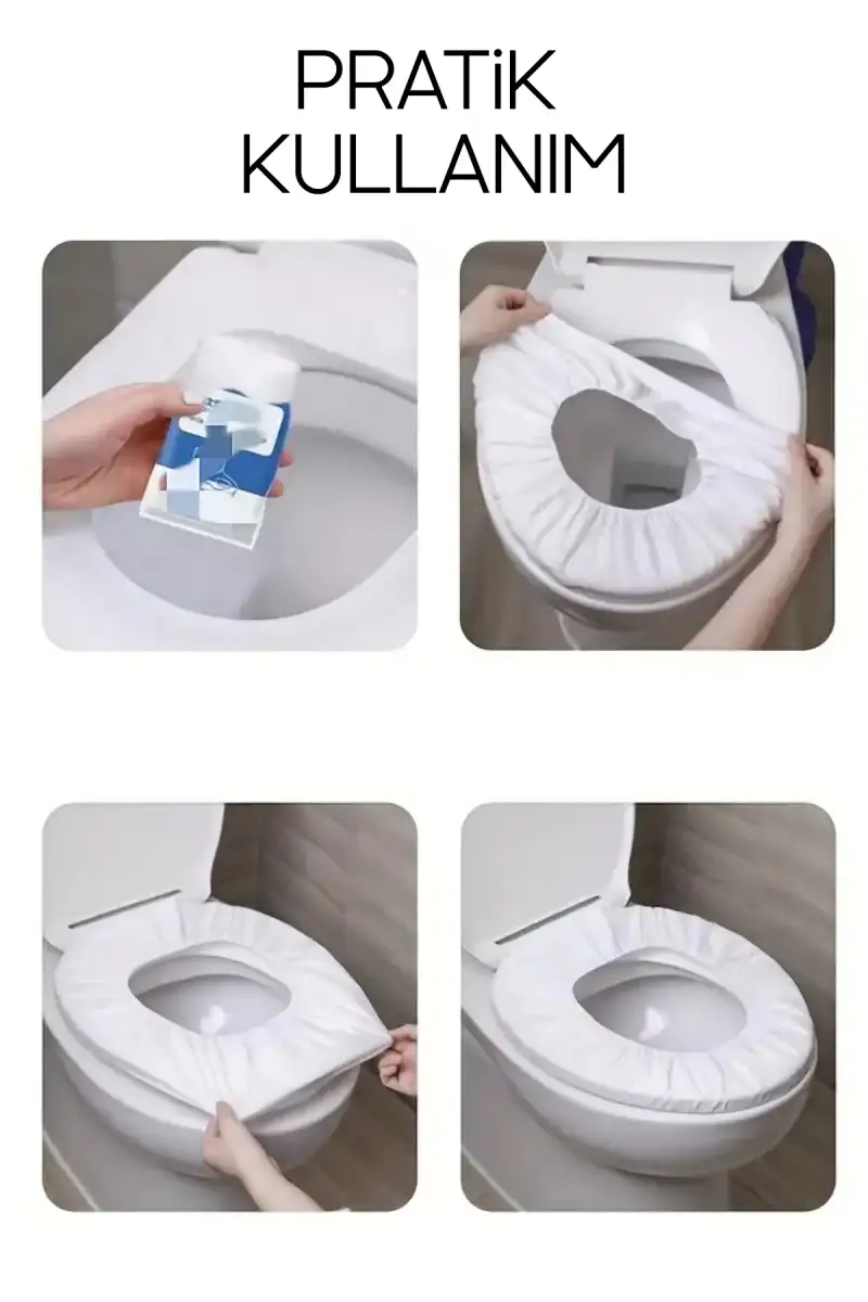 10 Adet Tuvalet Klozet Kapağı Kılıfı Filesi Hijyenik Su Geçirmez WC Örtüsü Tüm Tuvaletlere Uygun