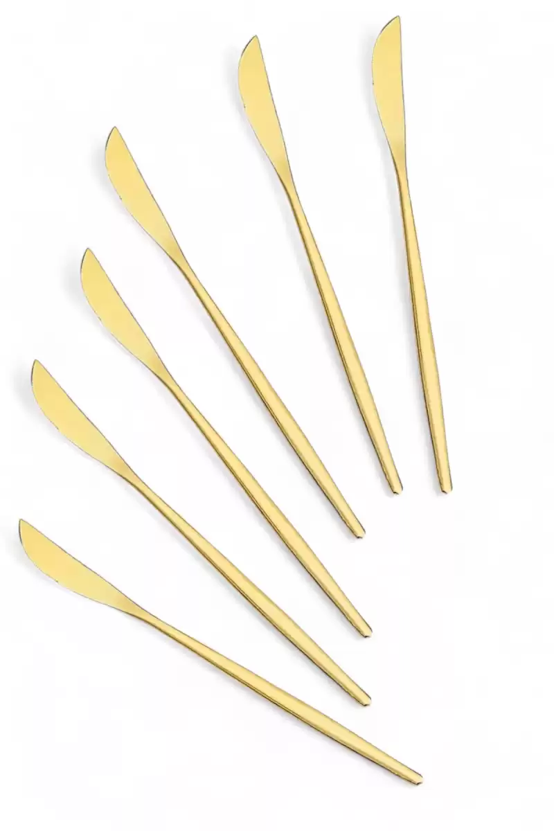 Lüx 6 Parça Gold Bıçak Seti Paslanmaz Çelik Çeyiz Bıçak Takımı Parlak Pürüzsüz Gold Series