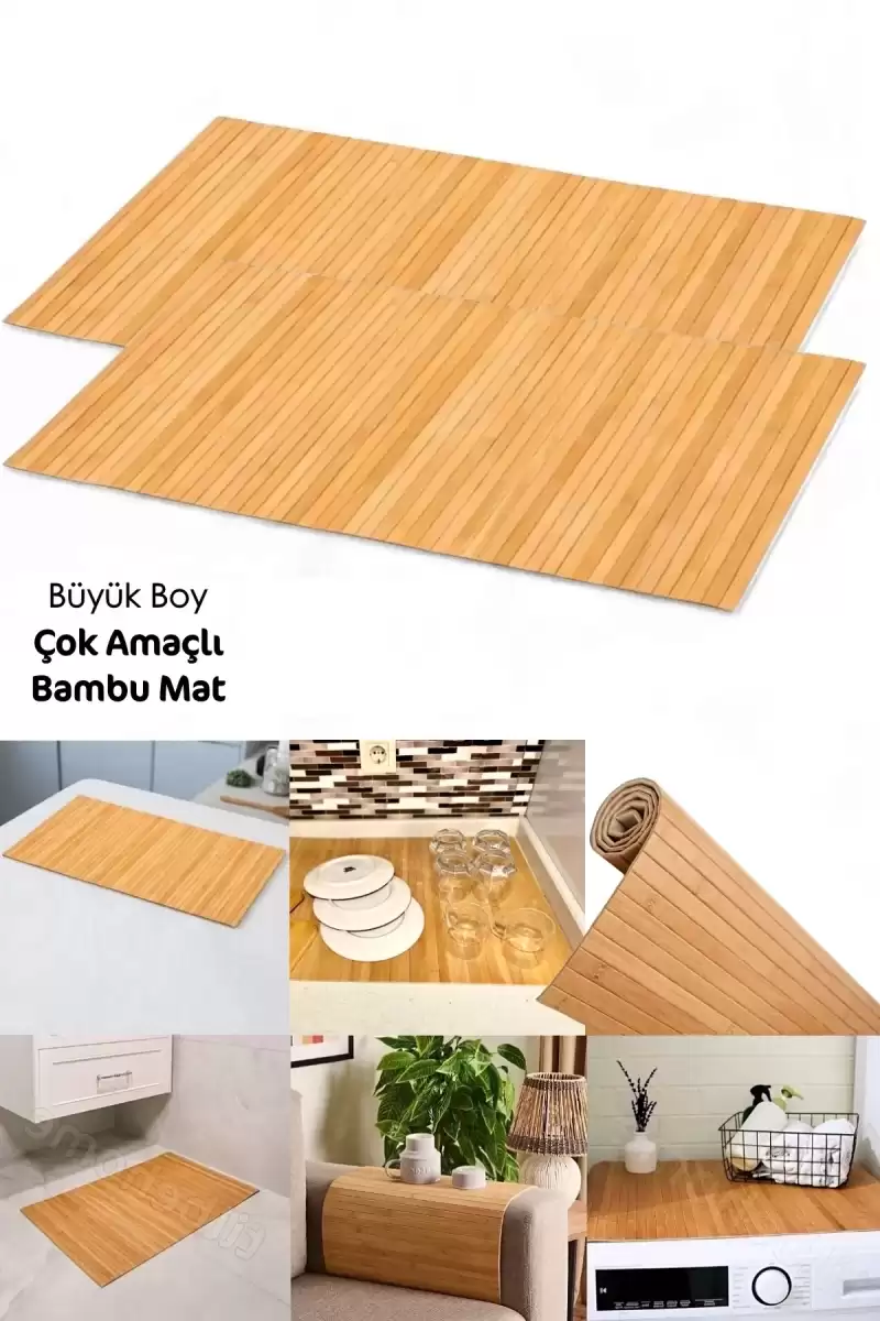 Naturel Bambu Kaydırmaz Çamaşır Makinası Üstü Örtüsü Mutfak Bulaşık Matı Su Geçirmez Banyo Matı