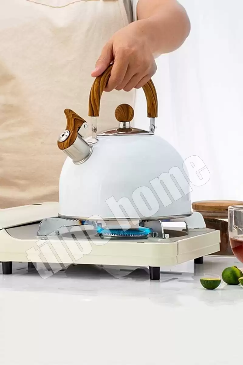 3 Litre Düdüklü Çaydanlık İskandinav Ahşap Su Isıtıcı Islık Çalan Çaydanlık Kettle Demlik Çay Potu